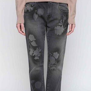 Christopher Kane Floral Raw Hem High Waist Jeans Size 28